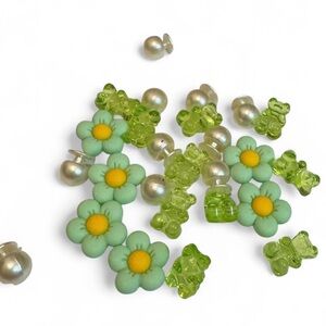 Green Flower and Bear Crocs shoe charms